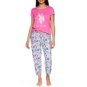 U.S. Polo Assn. Women's and Women's Plus Short Sleeve Top and Pajama Jogger Pant Set, 2pc.
