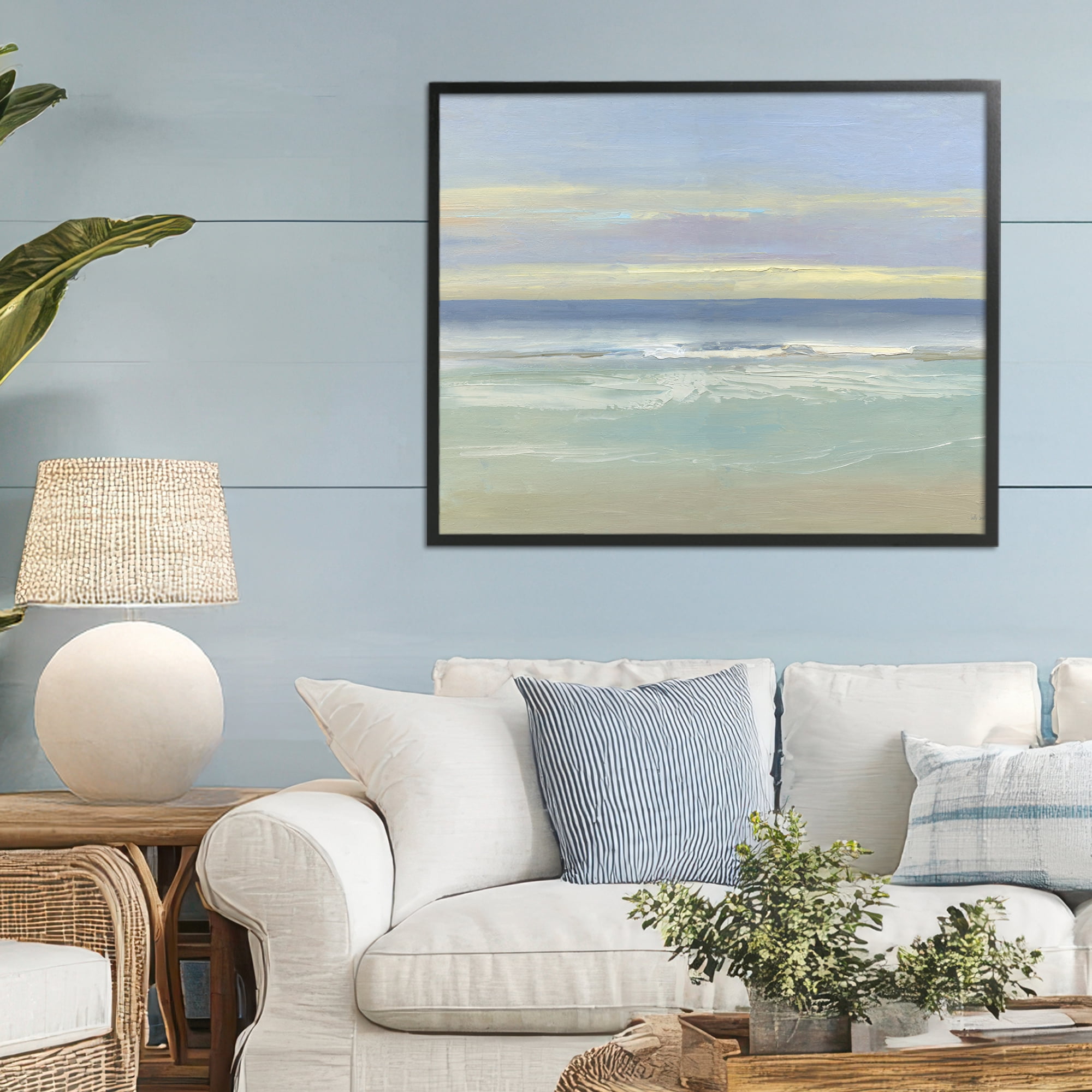 Stupell Industries Tranquil Coastal Morning Waves Black Framed Giclee Art, design by Sally Swatland