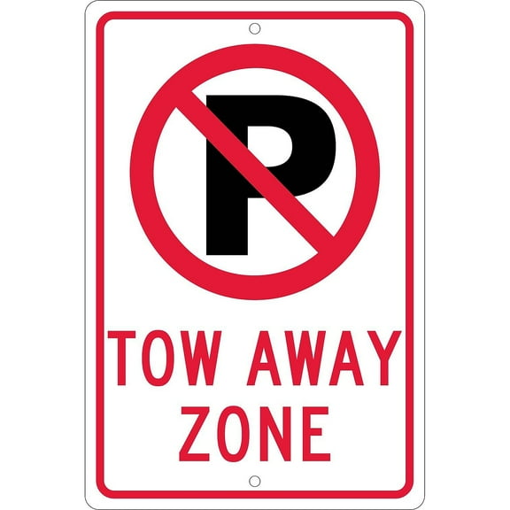 National Marker Reflective "No Parking Symbol - Tow Away Zone" Parking Sign 18" x 12" Aluminum