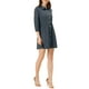 thumbnail image 4 of Vestido de camisa para mujer Inspire Chic de manga 3/4, con botones, mini vestido, azul oscuro, talla S, 4 of 7