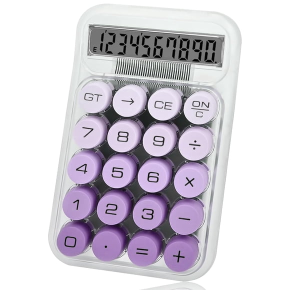 Calculadora HUTUDD con interruptor mecánico de 10 dígitos, morada