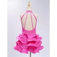 thumbnail image 3 of Yruioon Big Girls Salsa Rumba Chacha Dance Dress Rhinestones Latin Jazz Dancer Costume Backless Leotard Hot Pink 16, 3 of 7