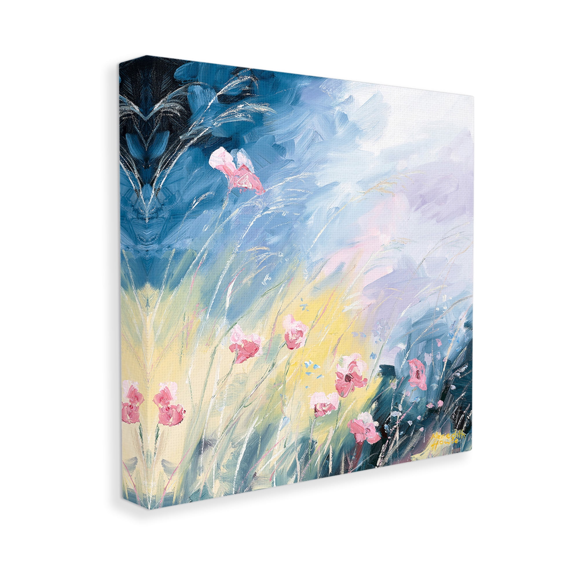 Stupell Industries Flowers with Abstract Ombre Botanical & Floral Painting Gallery Wrapped Canvas Art Print Wall Art, 30 x 30