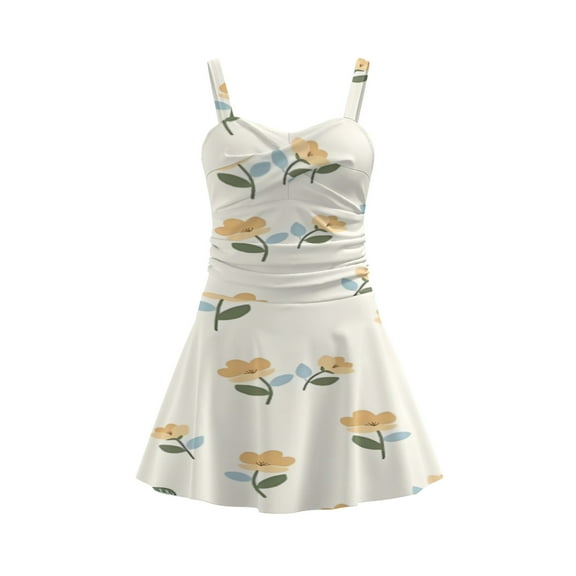 Vintage floral One Piece Swimdress Swimsuits for Women Tummy Control Swim Dresses Skirt Bathing Suit XS