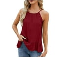 thumbnail image 2 of Wycnly Tank Top for Women Summer Tops for Women Beach Boho Loose Ruffle Hem Spaghetti Strap Shirt Cute Solid Sleeveless Shirts Girls Sleeveless Shirt, 2 of 3