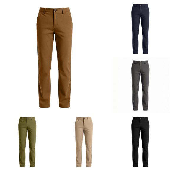ZXLBBD Boys' Kids Child Dress Pants Slim Fit Elastic Waistband Durable Fabric for Everyday Play and School Uniform Fashion Casual Outdoor,Brown,Size 11 Y-12 Y