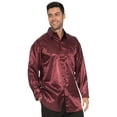 thumbnail image 2 of INTIMO Mens' Classic Satin Long Sleeve One Pocket Pajama Shirt Sleep Lounge Top, 2 of 6