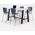 thumbnail image 2 of KFI Studios Midtown 6' x 3' Pub Table Set, Maple , 4 Navy KOOL Stools, 2 of 4