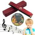 thumbnail image 4 of BLEEUS 24 Holes Portable Harmonica C Key Standard Harmonica Party Favors (Red) Musical Instruments Supplies (Red), 4 of 9