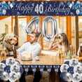 thumbnail image 6 of 40th Birthday Decorations, Navy Blue Silver 40th Happy Birthday Banner with Balloons, Men 40 Years Old Birthday Backdrop Yard Signs Forty Birthday Decor Supplies, 6 of 7
