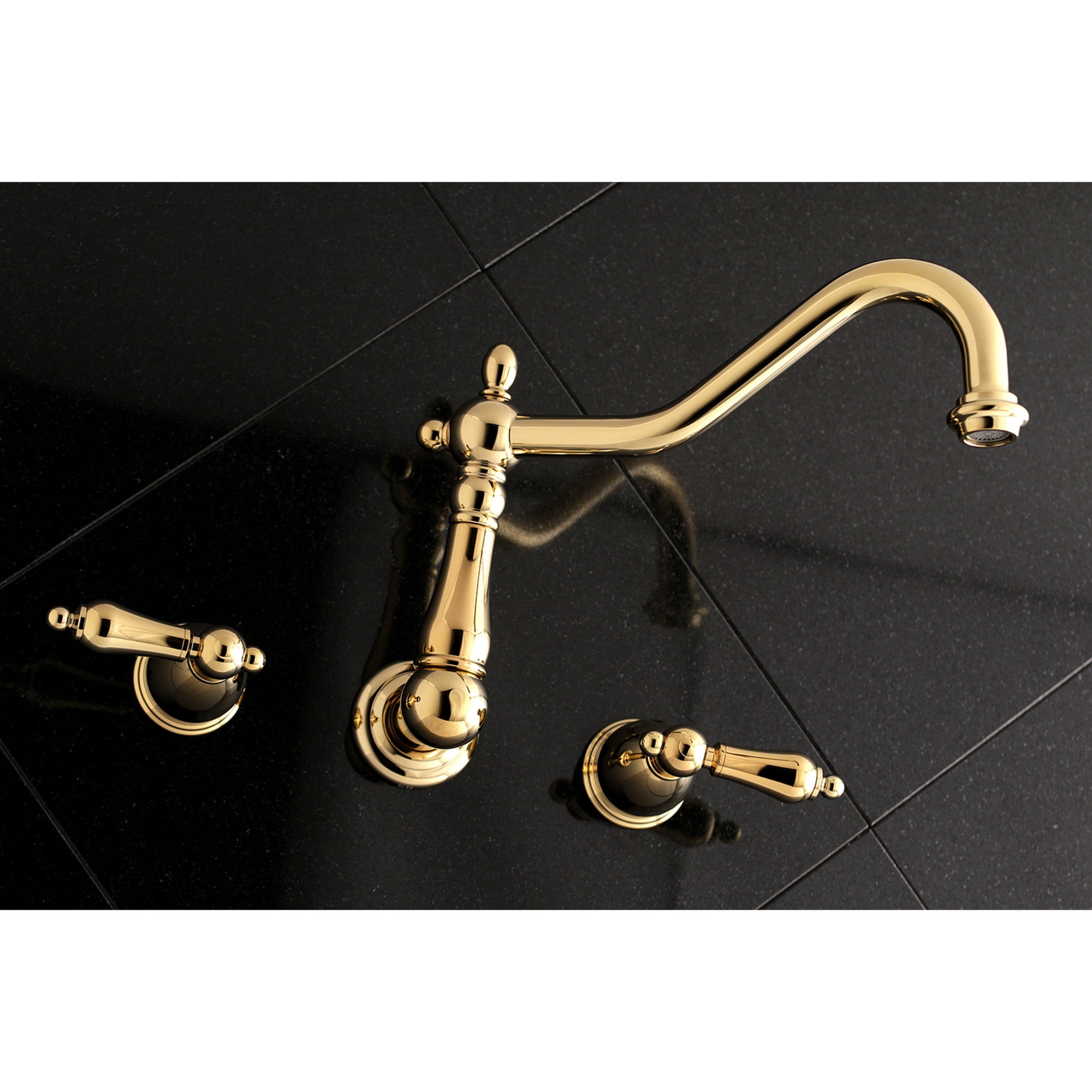 Kingston Brass KS1022AL Heritage Two-Handle Wall Mount Roman Tub Faucet, Polished Brass