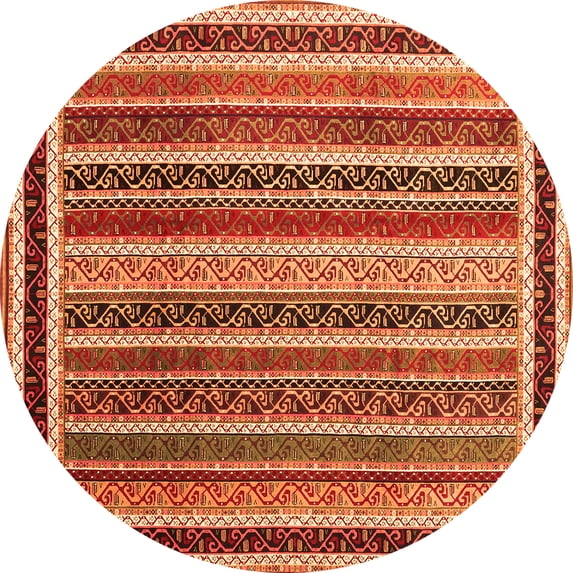 Ahgly Company Indoor Round Abstract Orange Contemporary Area Rugs, 5' Round
