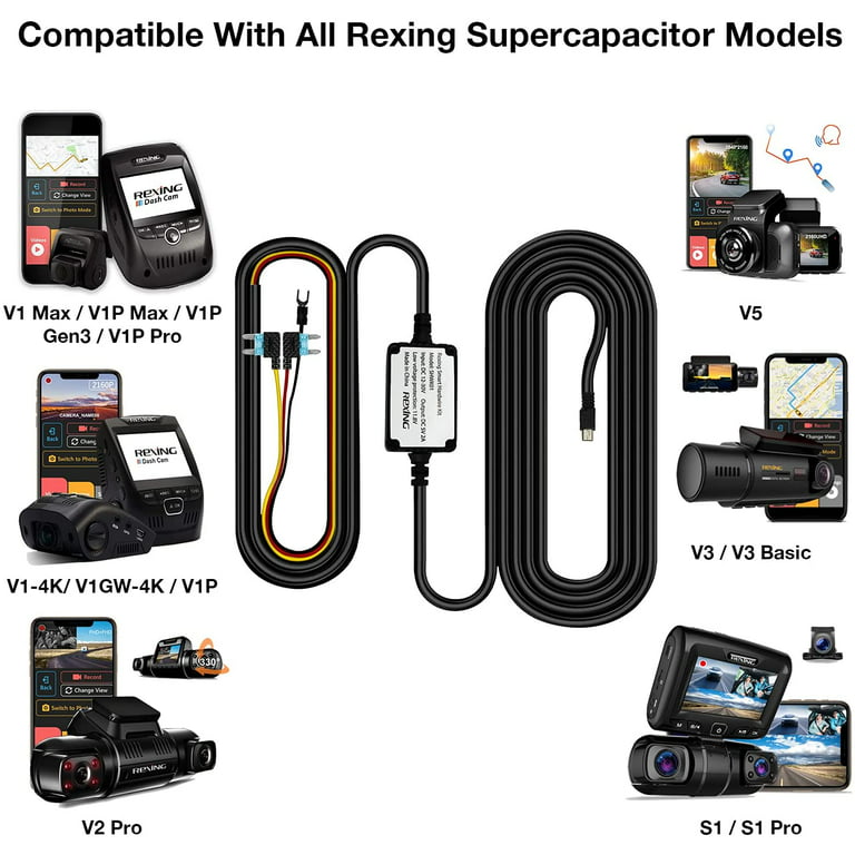 Rexing Smart Hardwire Kit Mini-USB Port for All Rexing Supercapacitor Models