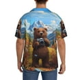 thumbnail image 3 of Gukieu Snowy Mountain Photography Bear Print Men's Short-sleeved Shirts, Button-down Pocket Shirts, T-shirts, Beach Vacation Travel Summer Clothing-XX-Large, 3 of 5