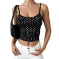 thumbnail image 2 of Women's Sleeveless Cute Cropped Tank Tops Polka Dots Going Out Camisole for Summer Black XL, 2 of 7
