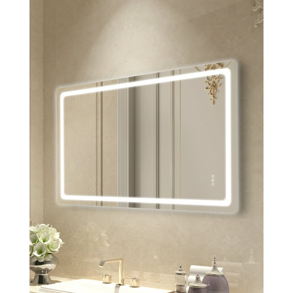 VEVOR LED Bathroom Mirror, 36" x 72" LED Bathroom Vanity Mirror with Frontlit and Backlit, Anti-Fog Memory Mirror with Lights, Stepless 3 Colors Temperature Dimmable Bathroom Mirror, Wall Mounted
