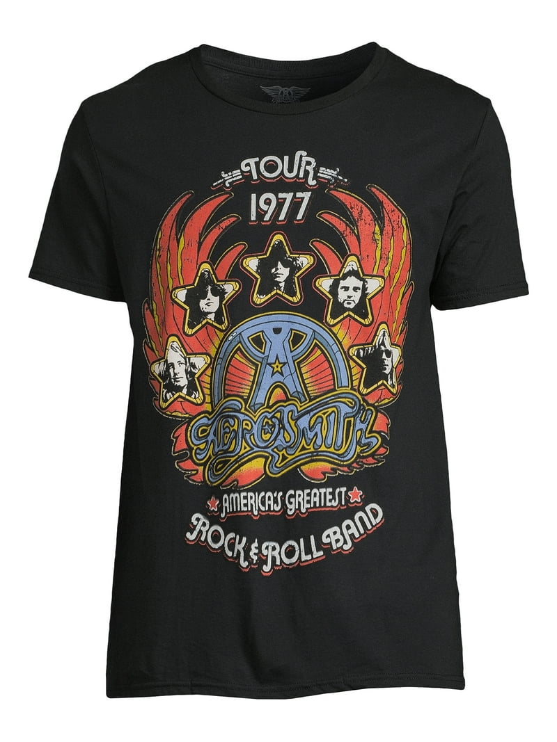 Aerosmith Men's Graphic Print Band Tee with Short Sleeves, Sizes S
