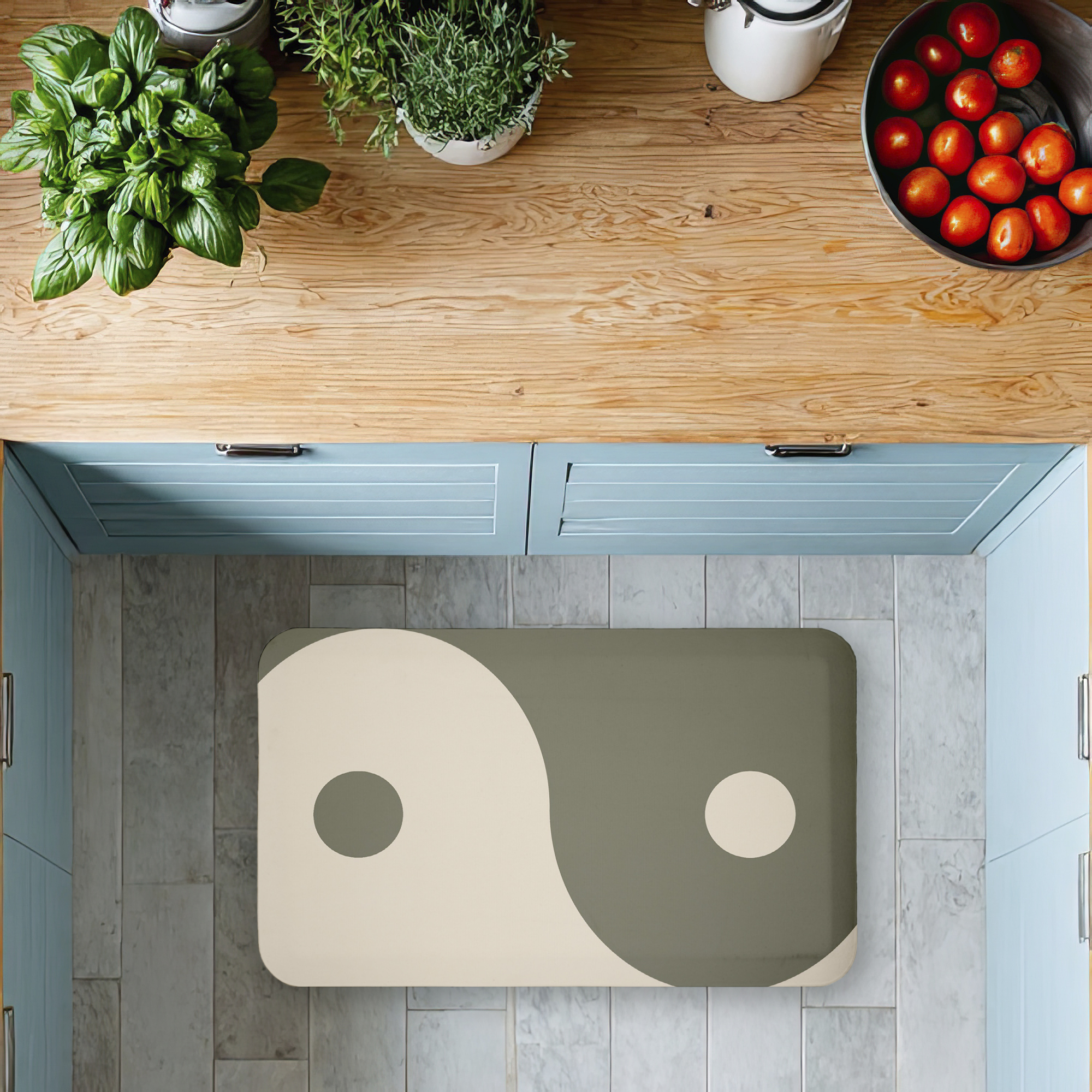 Stupell Industries Curved Neutral Yin Yang Symbol Printed Anti-Fatigue Floor Mat, design by Ziwei Li