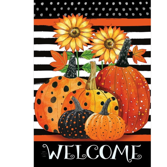 Briarwood Lane Fall Garden Flag 12x18 For Outdoor Pumpkins and Stripes For Fall Garden Flag Flags For Outside
