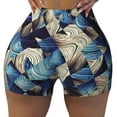 thumbnail image 2 of Picia Abstract Blue Squares Printed Workout Shorts for Women Seamless Scrunch Butt Lifting High Waisted Yoga Gym Booty Running Moisture-wicking Short Pants-, 2 of 9