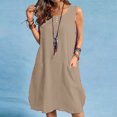 thumbnail image 4 of Moda mujer Casual Sexy cuello redondo vestidos sólidos bolsillos de verano vestido sin mangas Fridja  hj1889, 4 of 7