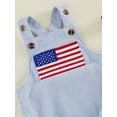 thumbnail image 2 of Newborn Baby Boy 4th of July Outfit Striped and Stars Flag Embroidery Corduroy Overalls Romper Sleeveless Backless Patriotic Jumpsuits Summer Clothes, 2 of 9