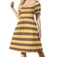 thumbnail image 1 of Vestido de manga corta con rayas amarillas y marrs vestido de cumpleaños para mujer vestido largo de noche para mujer bonito, 1 of 6