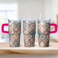 thumbnail image 2 of 20oz Insulated Tumbler with Lid and Straw, Bohemian Style Stainless Steel Coffee Cup, Double Wall Vacuum Travel Mug, Leakproof, 2 of 5