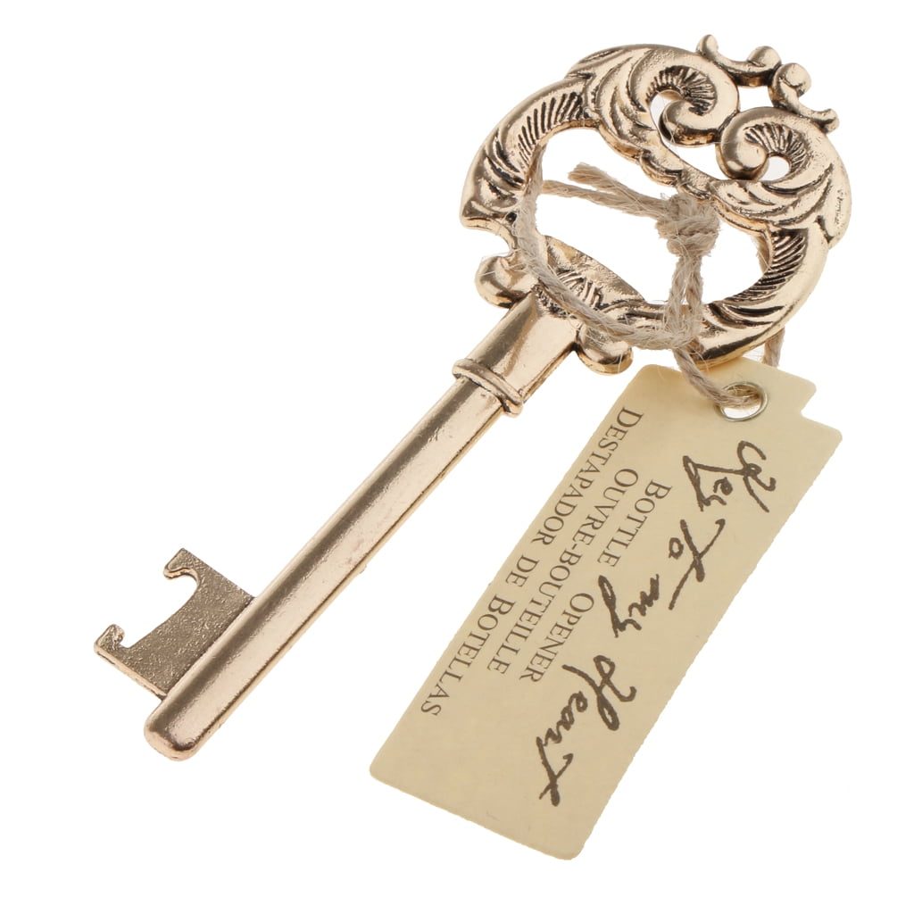 40pcs Vintage Key Shaped Bottle Opener Ring Keyring Keychain Metal Beer Bar Tool 
