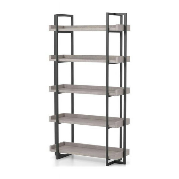 Furniture of America Lackomb Contemporary Wood 5-Tier Bookcase in Antique Gray