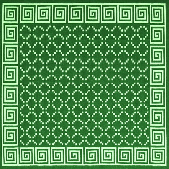 Ahgly Company Indoor Square Abstract Green Contemporary Area Rugs, 4' Square
