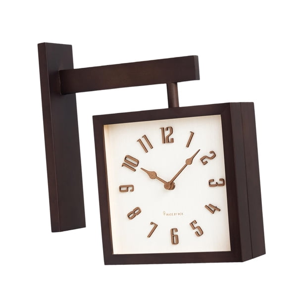 Reloj de pared de esquina, resistente y decorativo, para comedor, interior y hogar. marrón oscuro