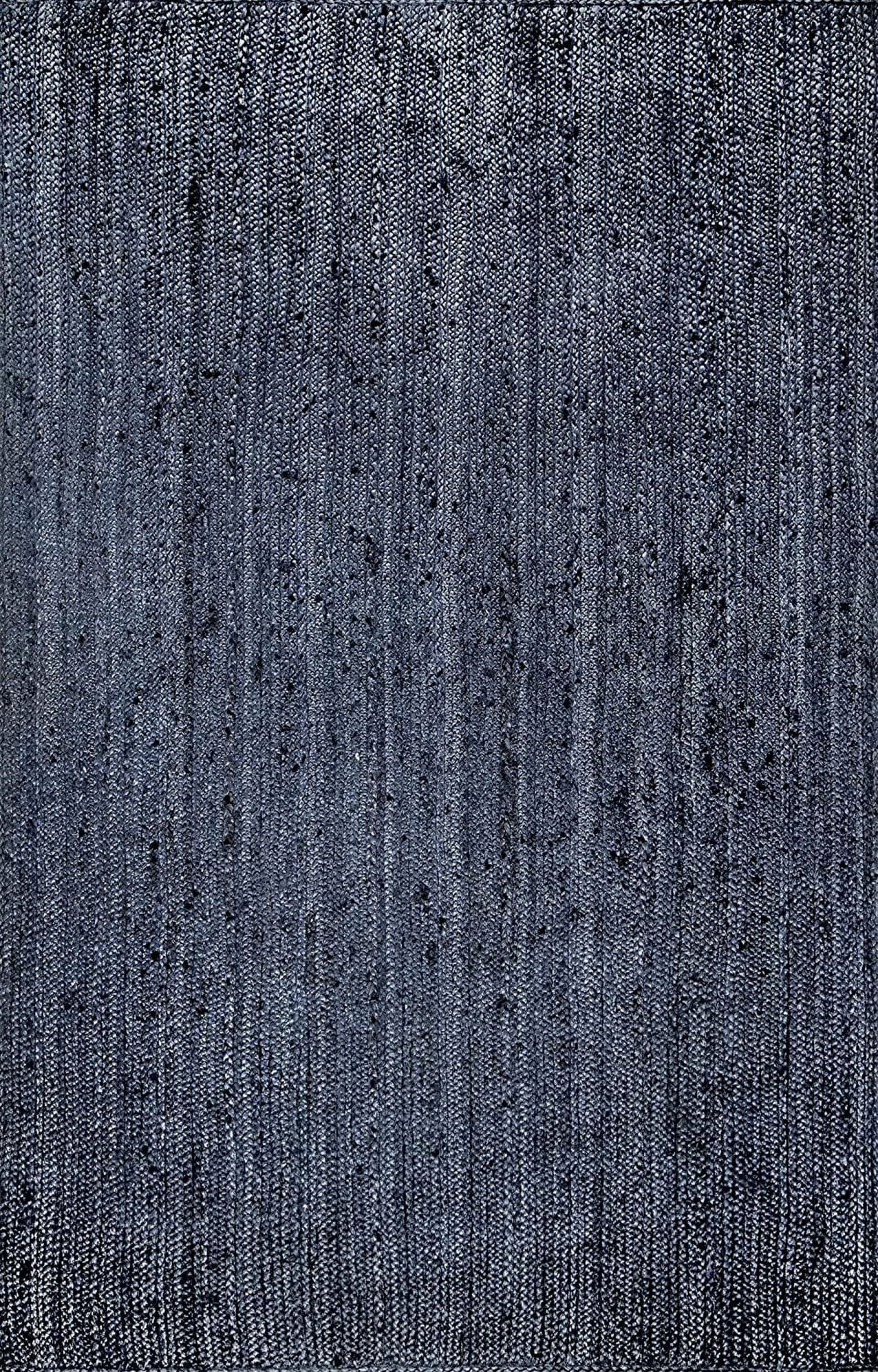 Indian Handmade Braided Natural Farmhouse Navy Blue Jute Area Rugs , Home Décor Rugs Size 10 x 14 Feet