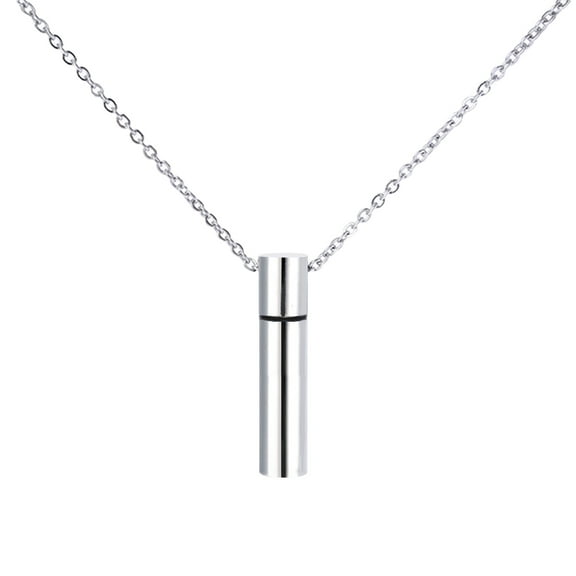 Stainless Steel Memorial Jewelry Ash Pendant Cylindrical Chain Capsule Pendant