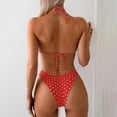 thumbnail image 3 of Lerpwige Women's 2 Piece Polka Dots Halter Bikini Set Tie Back Vacation String Swimsuit, 3 of 6