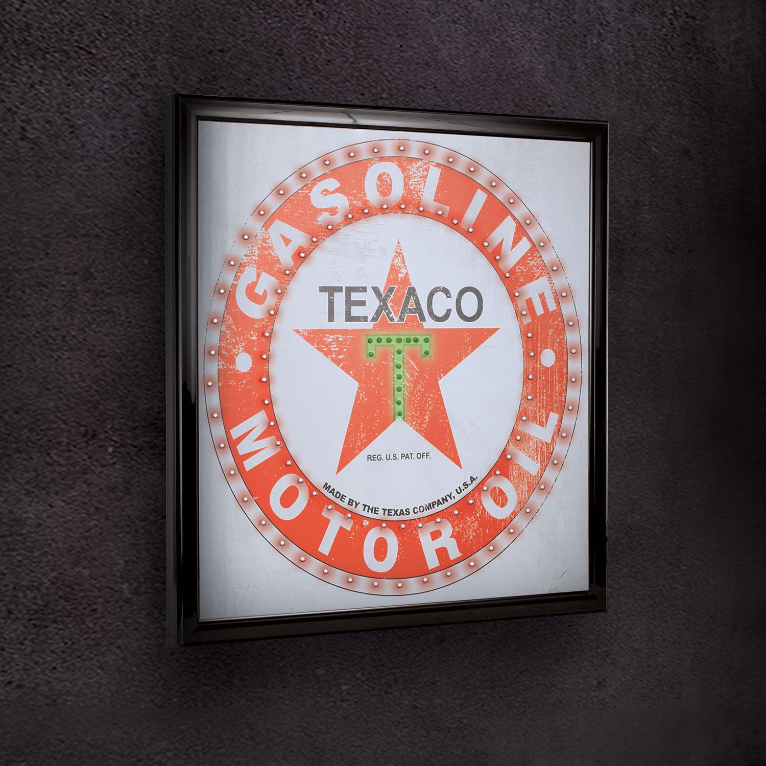 Officially Licensed Texaco Gasoline Motor Oil Framed LED Sign
