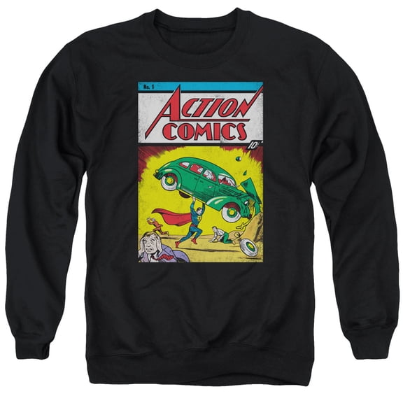 Superman Action No. 1 Adult Crewneck Sweatshirt Navy