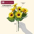 4 Bouquet Yellow Sunflowers Artificial Fake Flowers for Floral Home