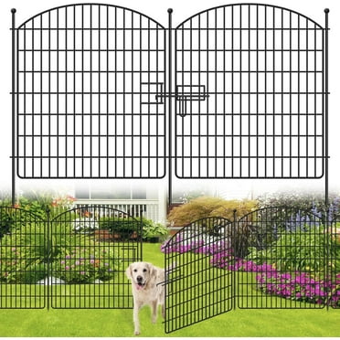Garden Fence with Gate 16 Panels No Dig , 32in x 38.6ft Decorative Dog Fence Outdoor for Yard, Tall Animal Barrier Fence Rustproof Metal Wire Garden Edging Border, Temporary Fence for Outdoor, Patio