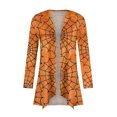 Womens Halloween Long Sleeve Cardigan Knit Sweater Pumpkin Cat Pattern