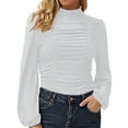 thumbnail image 1 of Blusa de manga larga NikouMX con volantes fruncidos y Cuello alto para mujer, 1 of 5