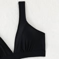 thumbnail image 6 of Womens V-Neck Bikini Set Wide Straps Push up Tops High Waist Bottom, Summer 2-Piece Bathing Suit Black S, 6 of 8