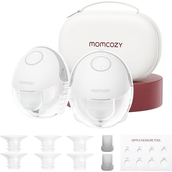 Momcozy Breast Pump Hands Free Mobile Style M6 Wearable Breastfeeding Pump, DoubleFit Flange, 9 Levels, 24mm, 2 Pack Quill Gray
