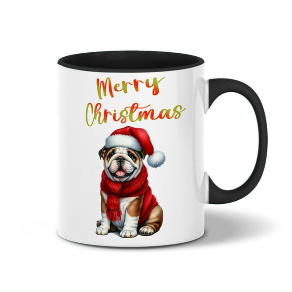 Merry Christmas Bulldog Enjoys Woofmas Winter Xmas Holiday 11oz Accent Two-tone Mug Dog Lover Gifts Idea Coffee Tea Cup - 02022