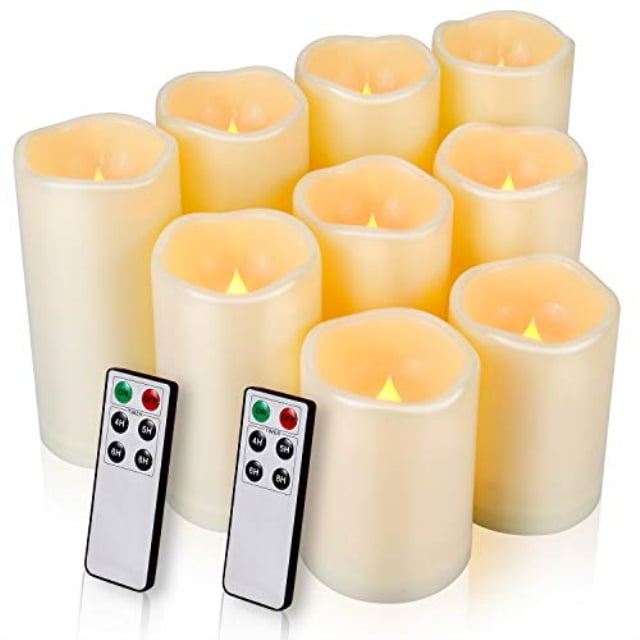 2 Pack 3” x 5” Waterproof Outdoor Flameless Pillar Candles with Timer Battery Operated Electric LED Candle Set for Gift Home Décor Party Wedding Supplies Garden Halloween Christmas Decoration