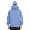 thumbnail image 3 of DDAPJ pyju Men's Balaclava Double Hoodie Sweatshirt Full-Zip with Built-In Eye Mask Wind Resistant Hooded Coat Y2k Fall Fashion Streetwear for Cold Weather Light Blue L, 3 of 8