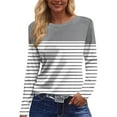 thumbnail image 2 of Lumtrix Long Sleeve Shirts for Women 2026 Spring Crew Neck Ladies Tops Loose Fit Tunic Print Tee Side Slits Sweatshirt Light Gray M, 2 of 6