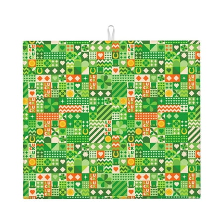 

Lukts St Patrick s Day6 Print Ultra Water Dish Drying Mat Slip Resistant Pad for Sink Dishes or Under Rack Kitchen Counter Accessories