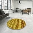 thumbnail image 3 of Ahgly Company Indoor Round Patterned Saffron Yellow Area Rugs, 4' Round, 3 of 6