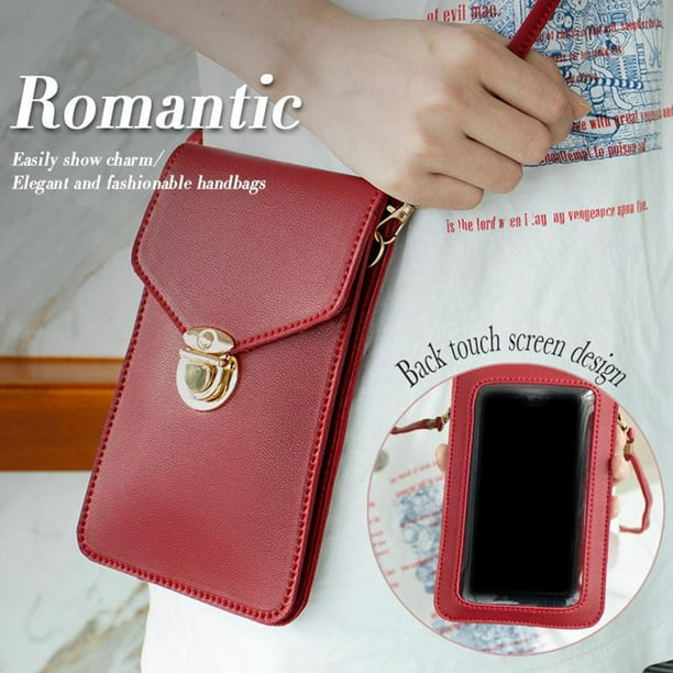 Cartera Tactil Bandolera de Moda con Correa para El Hombro Tiene Capacidad para Efectivo Tarjetas de Credito Pans de Telefono de rojo Baoblaze bolso del telefono celular Walmart en linea